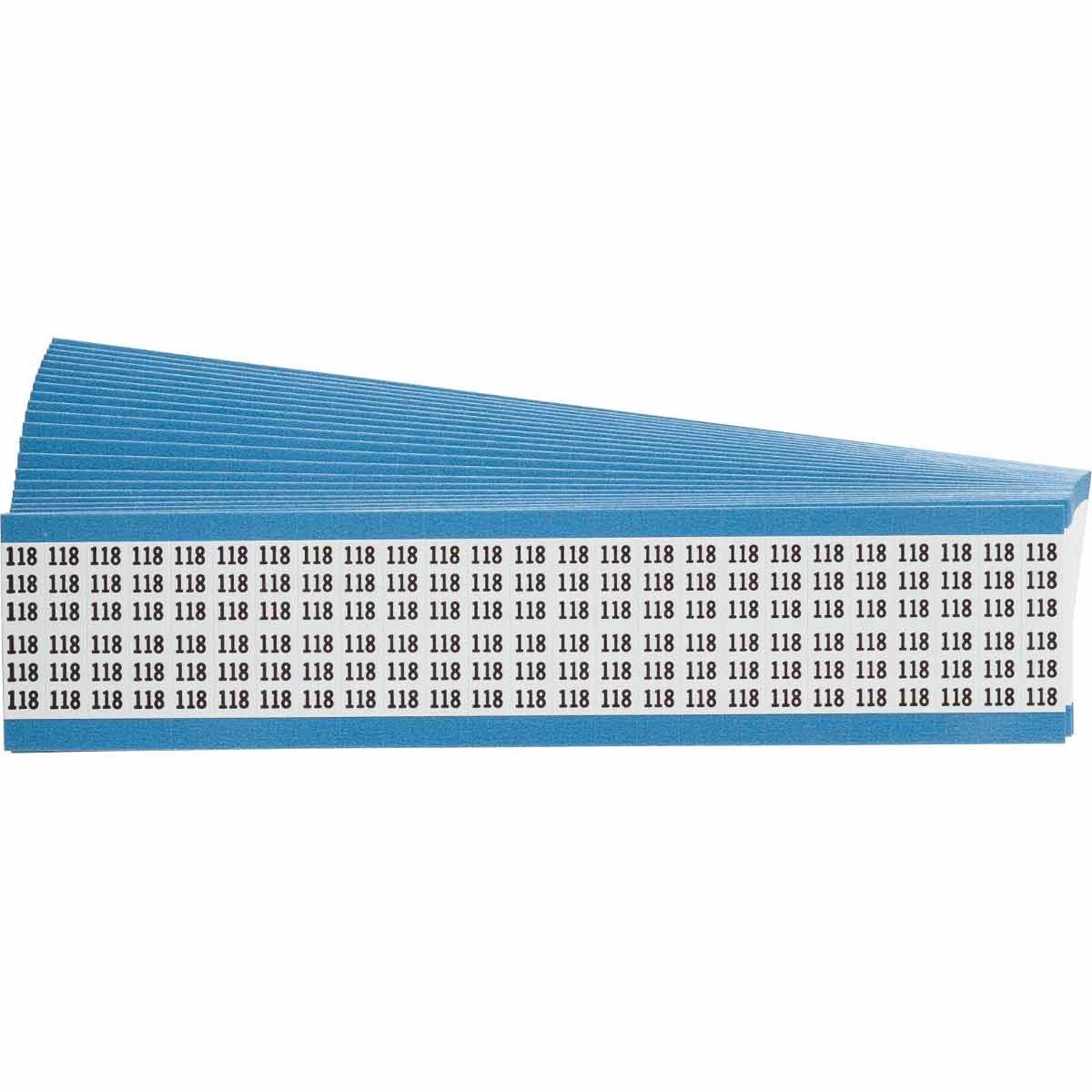 Brady&reg; WM-73-PK WM Series Pre-Printed Solid Number Wire Marker Card, 1/4 in W, Black on White, B-500 Repositionable Vinyl Coated Fabric, 36 Markers per Card