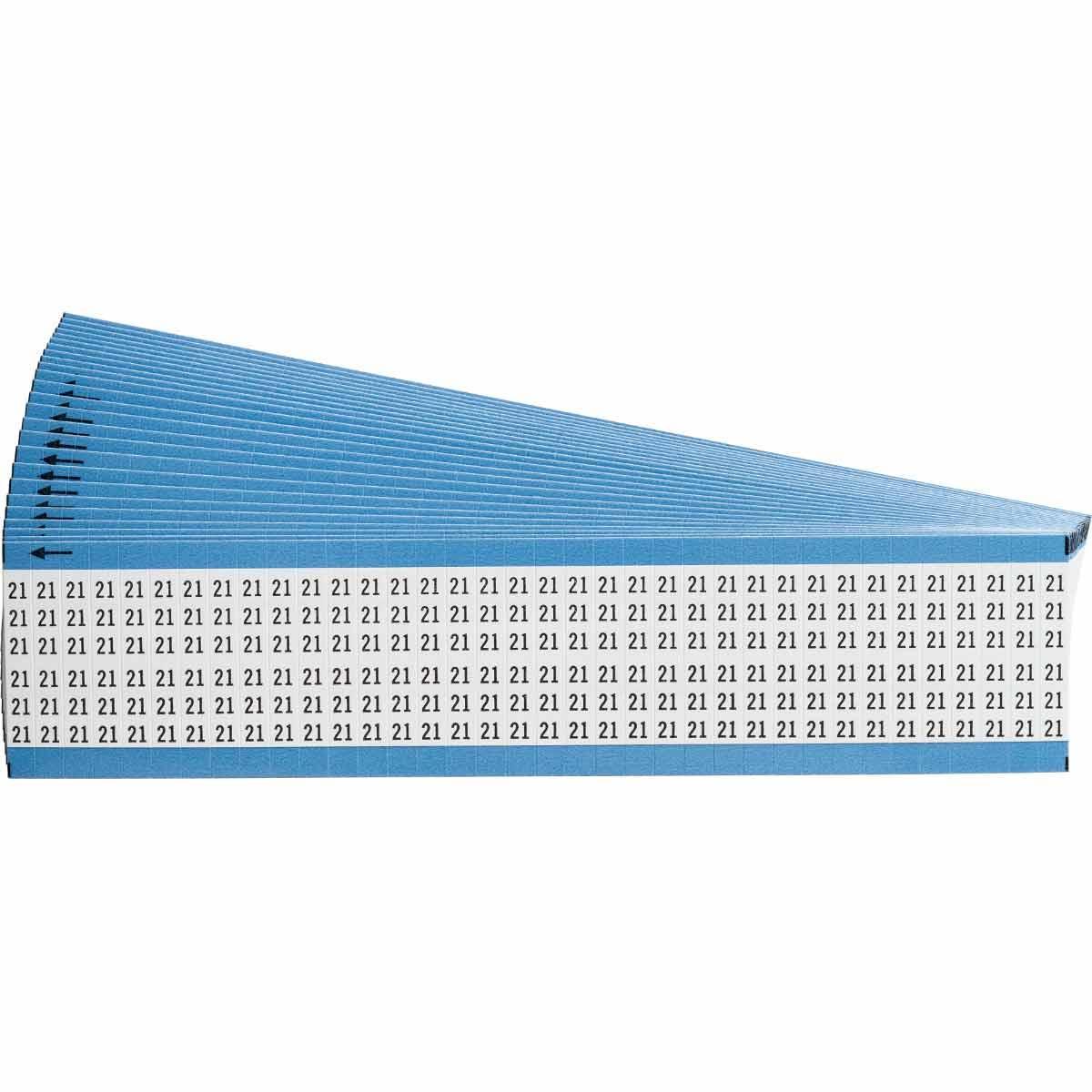 Brady&reg; WM-141-PK WM Series Die-Cut Pre-Printed Solid Number Wire Marker Card, 1/4 in W, Black on White, B-500 Repositionable Vinyl Coated Fabric, 25 Markers per Card