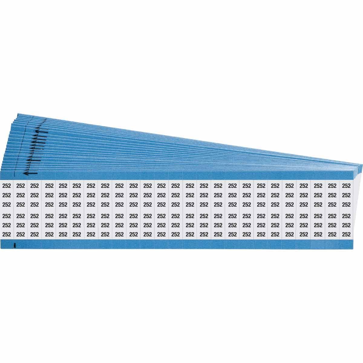 Brady® WM-24-PK WM Series Pre-Printed Solid Number Wire Marker Card, 1/4 in W, Black on White, B-500 Repositionable Vinyl Coated Fabric, 36 Markers per Card