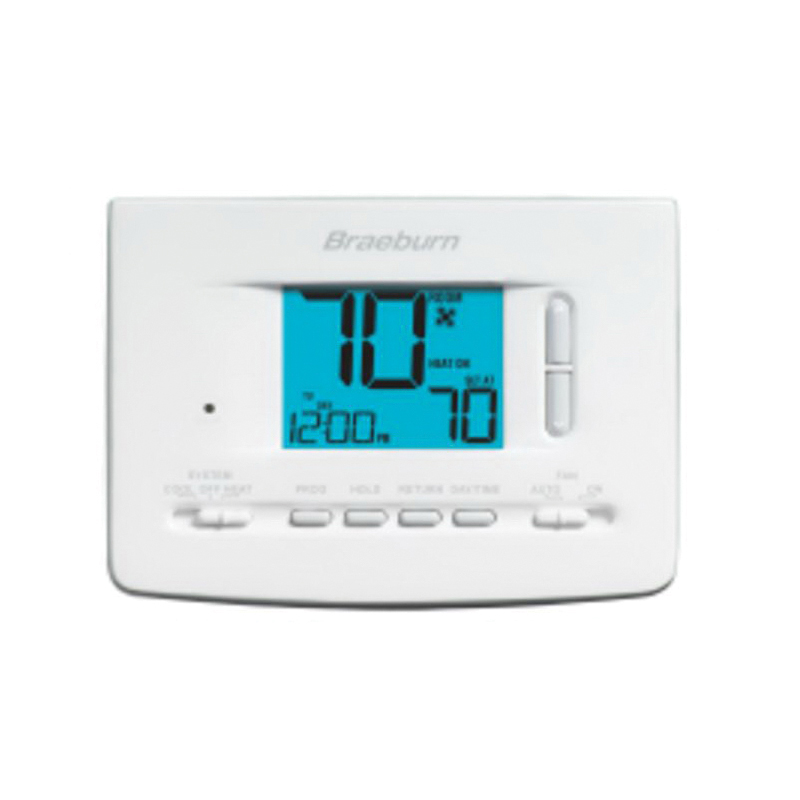 Braeburn® 5020 Premier™ Thermostat, Programmable Thermostat, 45 to 90 deg F Control, 0.5 to 2 deg F Differential, 7 or 5-2 Days Programs per Week, RC, RH, O/B/V3, Y1, W1, G, C, S1, S2 Terminal, Import