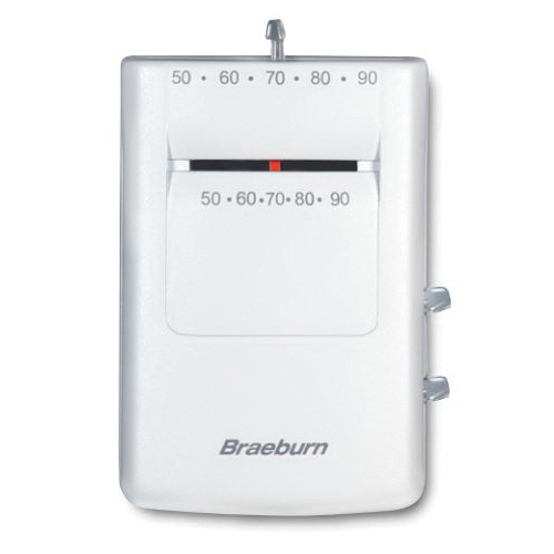 Braeburn® 500 Builder 1-Stage Thermostat, Mechanical, Non-Programmable Thermostat, 50 to 90 deg F Control, O, G, RC, RH, B, Y, W Terminal, Import