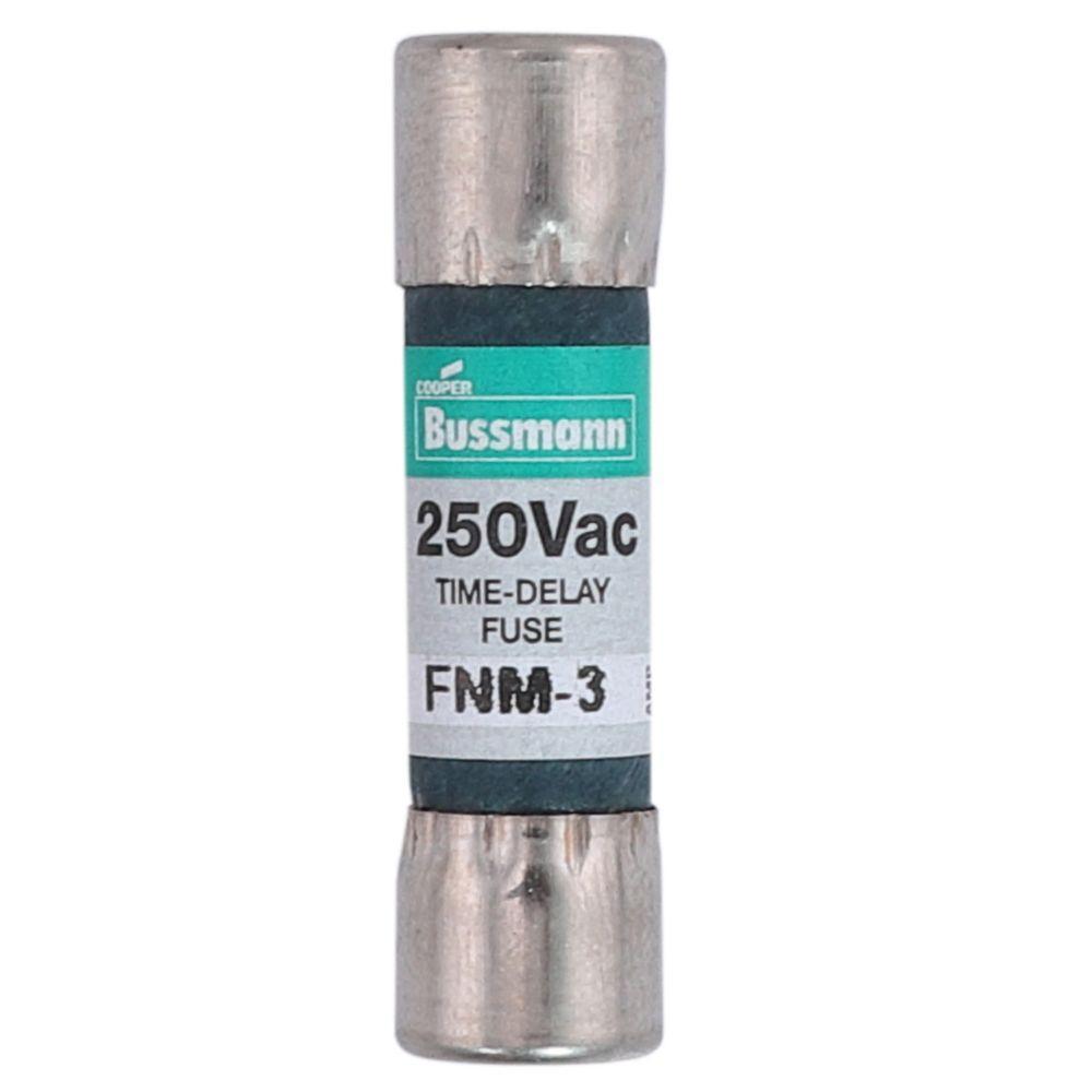 Bussmann Fusetron&trade; FNM-3 Low Voltage Supplemental Time Delay Midget Fuse, 3 A, 250 V AC, 100 A Interrupt, Class: Supplemental, Cartridge Body
