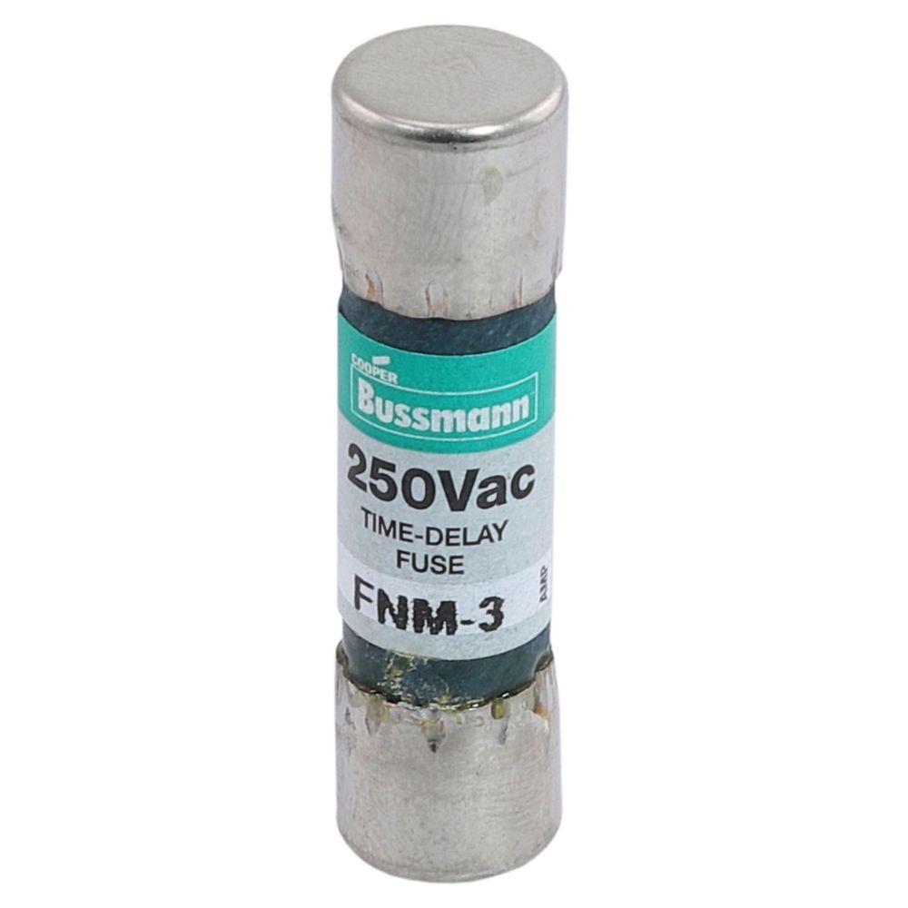 Bussmann Fusetron&trade; FNM-3 Low Voltage Supplemental Time Delay Midget Fuse, 3 A, 250 V AC, 100 A Interrupt, Class: Supplemental, Cartridge Body