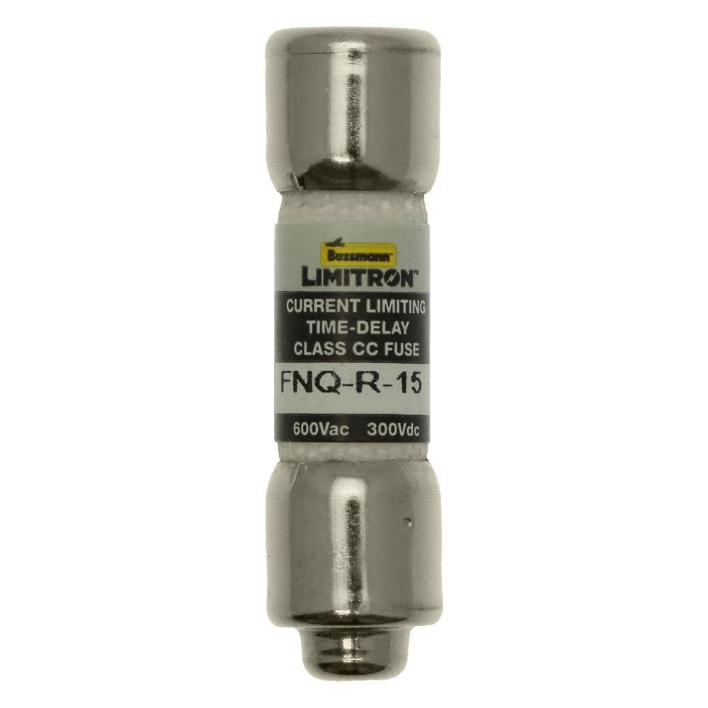 Bussmann Limitron&trade; CC-Tron&reg; FNQ-R-15 Advanced Protection Current Limiting High Inrush Low Voltage Time Delay Fuse, 15 A, 600 V AC/300 V DC, 20/200 kA Interrupt, CC Class, Cartridge Body