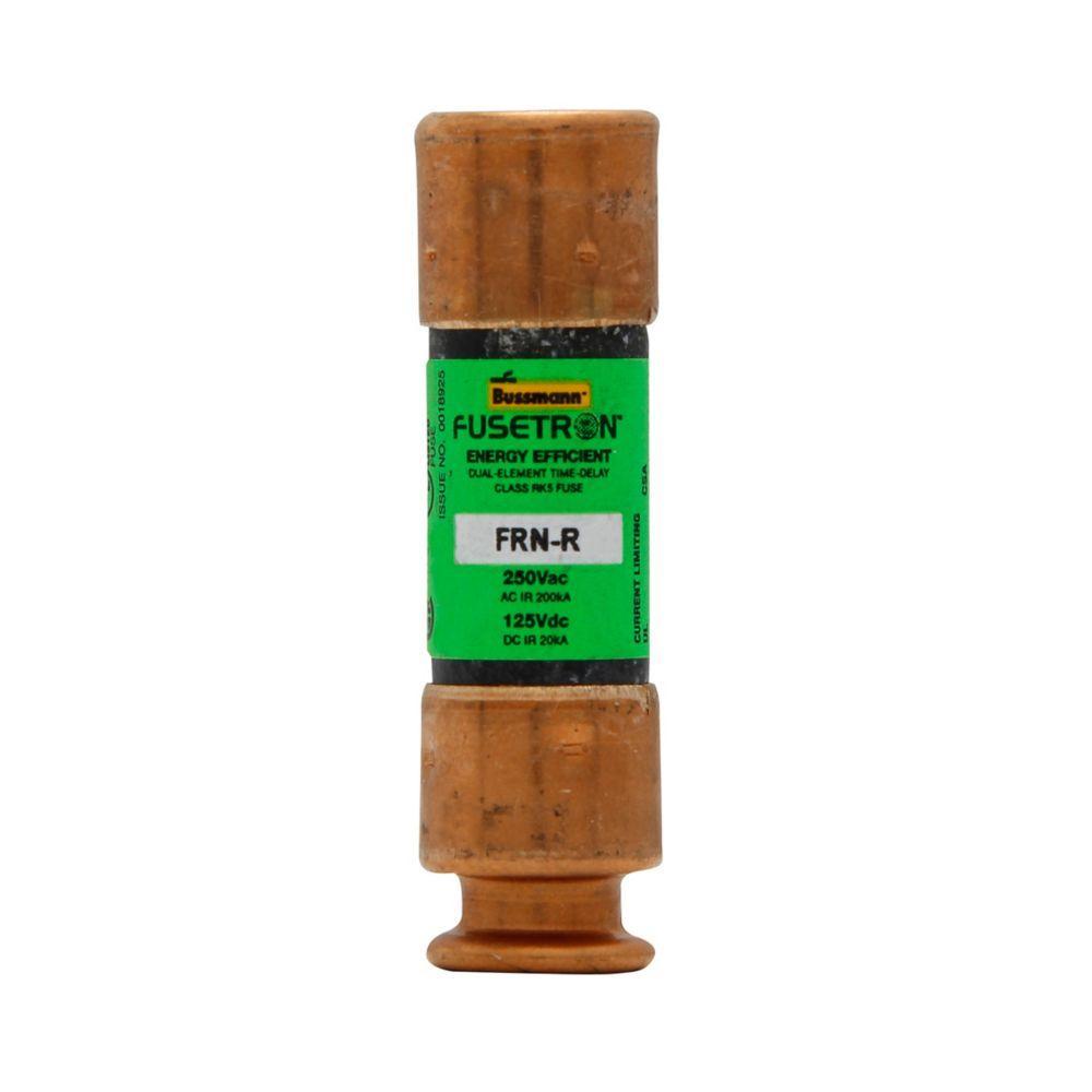 Bussmann Fusetron&trade; FRN-R-10 Current Limiting Time Delay Fuse, 10 A, 250 V AC/125 V DC, 20/200 kA Interrupt, RK5 Class, Cylindrical Body