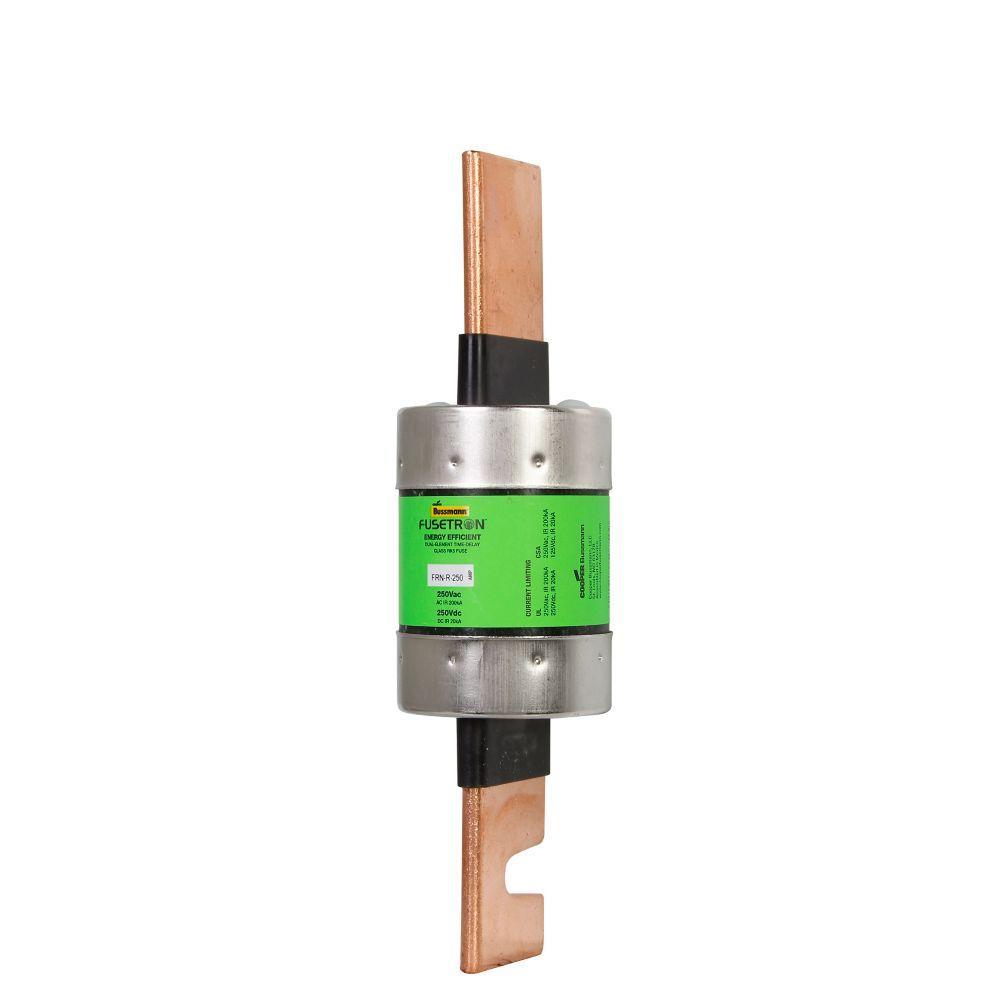 Bussmann Fusetron&trade; FRN-R-250 Advanced Protection Current Limiting Energy Efficient Low Voltage Time Delay Fuse, 250 A, 250 V AC/125 V DC, 20/200 kA Interrupt, RK5 Class, Cartridge Body