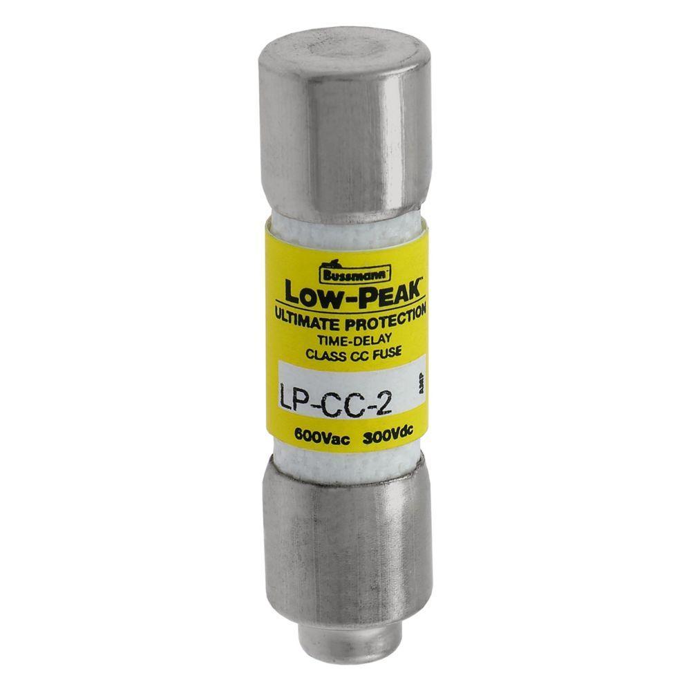 Bussmann Low-Peak&trade; LP-CC-2 Current Limiting Time Delay Fuse, 2 A, 600 V AC/300 V DC, 200 kA Interrupt, CC Class, Cylindrical Body