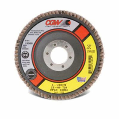 CGW&reg; 31105 Contaminant-Free Premium XL Coated Abrasive Flap Disc With Grinding Aid, 5 in Dia, 7/8 in Center Hole, 80 Grit, Fine Grade, Zirconia Alumina Abrasive, Type 27/Depressed Center Flat Disc