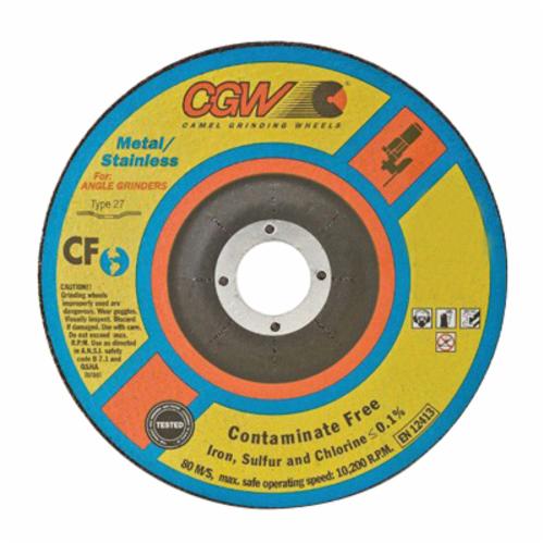 CGW® 35664 Flat Depressed Center Wheel, 4-1/2 in Dia x 1/8 in THK, 24 Grit, Aluminum Oxide Abrasive