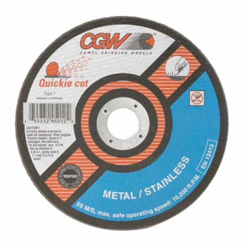 CGW&reg; Quickie Cut&trade;EXTREME 45227 Quickie Cut&trade;EXTREME Straight Cut-Off Wheel, 6 in Dia x 0.045 in THK, 7/8 in Center Hole, 60 Grit, Zirconia Alumina Abrasive