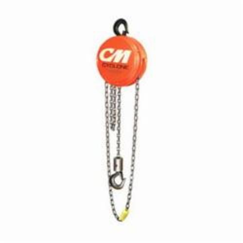 CM&reg; Cyclone&reg; 4624 Single Reeved Hand Chain Hoist, 1 ton Load, 10 ft H Lifting, 14 in Min Between Hooks, 1-1/8 in Hook Opening, 69 lb Rated