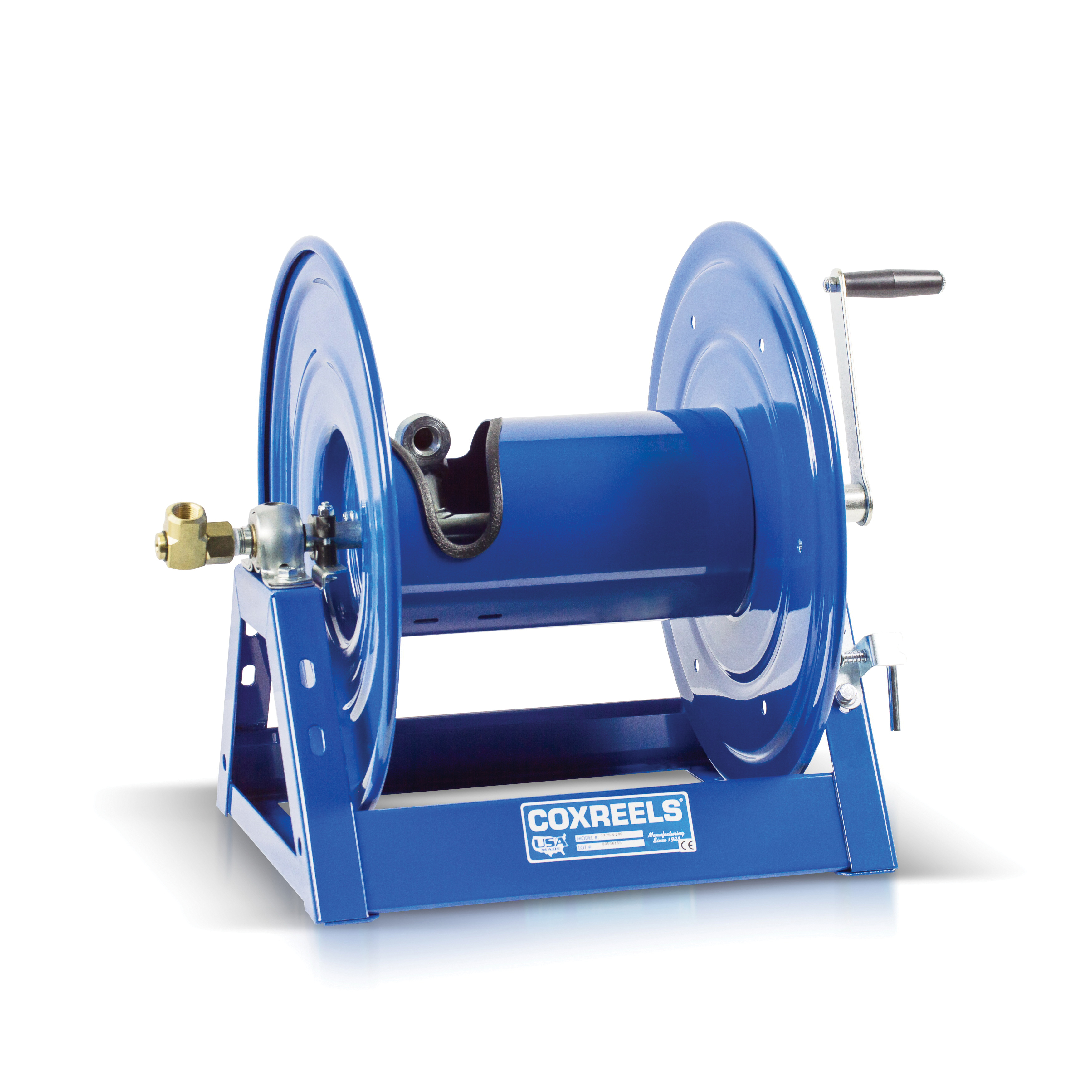 COXREELS&reg; 1125-4-100 Hand Crank Hose Reel, 1/2 in ID x 7/8 in OD x 100 ft L Hose, 3000 psi Pressure