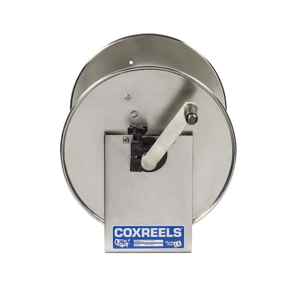 COXREELS&reg; 112-4-75-SS 100 Stainless Steel Series Hand Crank Hose Reel, 1/2 in ID x 7/8 in OD x 75 ft L Hose, 4000 psi Pressure