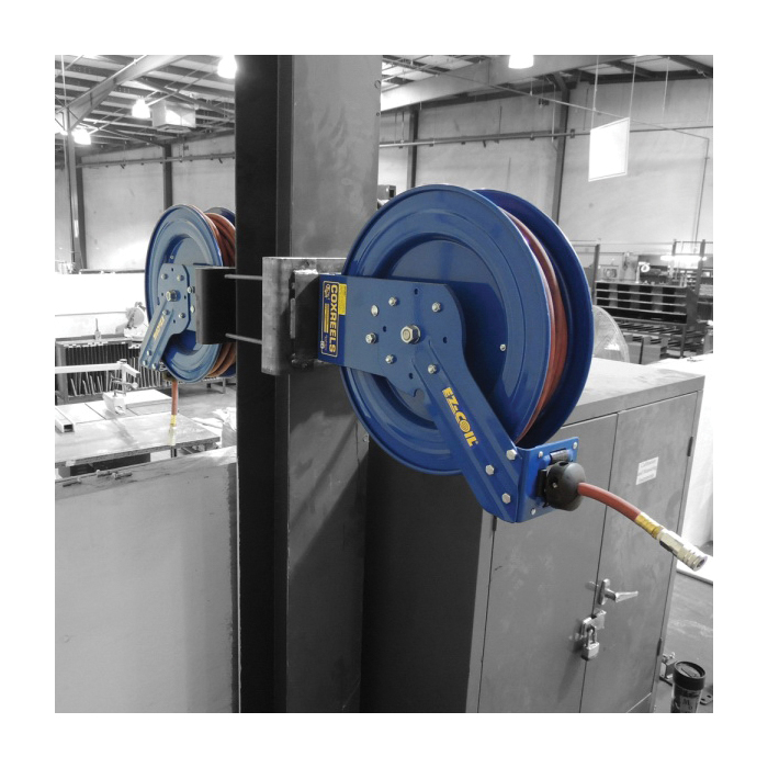 COXREELS&reg; EZ-Coil&reg; EZ-SH-4100 1-Pedestal Heavy Duty Low Pressure Spring Driven Hose Reel, 1/2 in ID x 3/4 in OD x 100 ft L Hose, 300 psi Pressure, Import