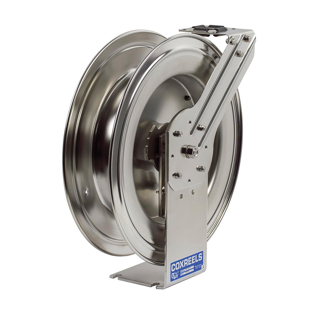 COXREELS&reg; SHL-N-525-SS 1-Pedestal Specialty Spring Driven Hose Reel, 3/4 in ID x 1-1/16 in OD x 25 ft L Hose, 300 psi Pressure, Import