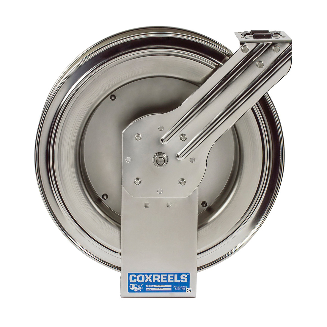 COXREELS&reg; SHL-N-525-SS 1-Pedestal Specialty Spring Driven Hose Reel, 3/4 in ID x 1-1/16 in OD x 25 ft L Hose, 300 psi Pressure, Import