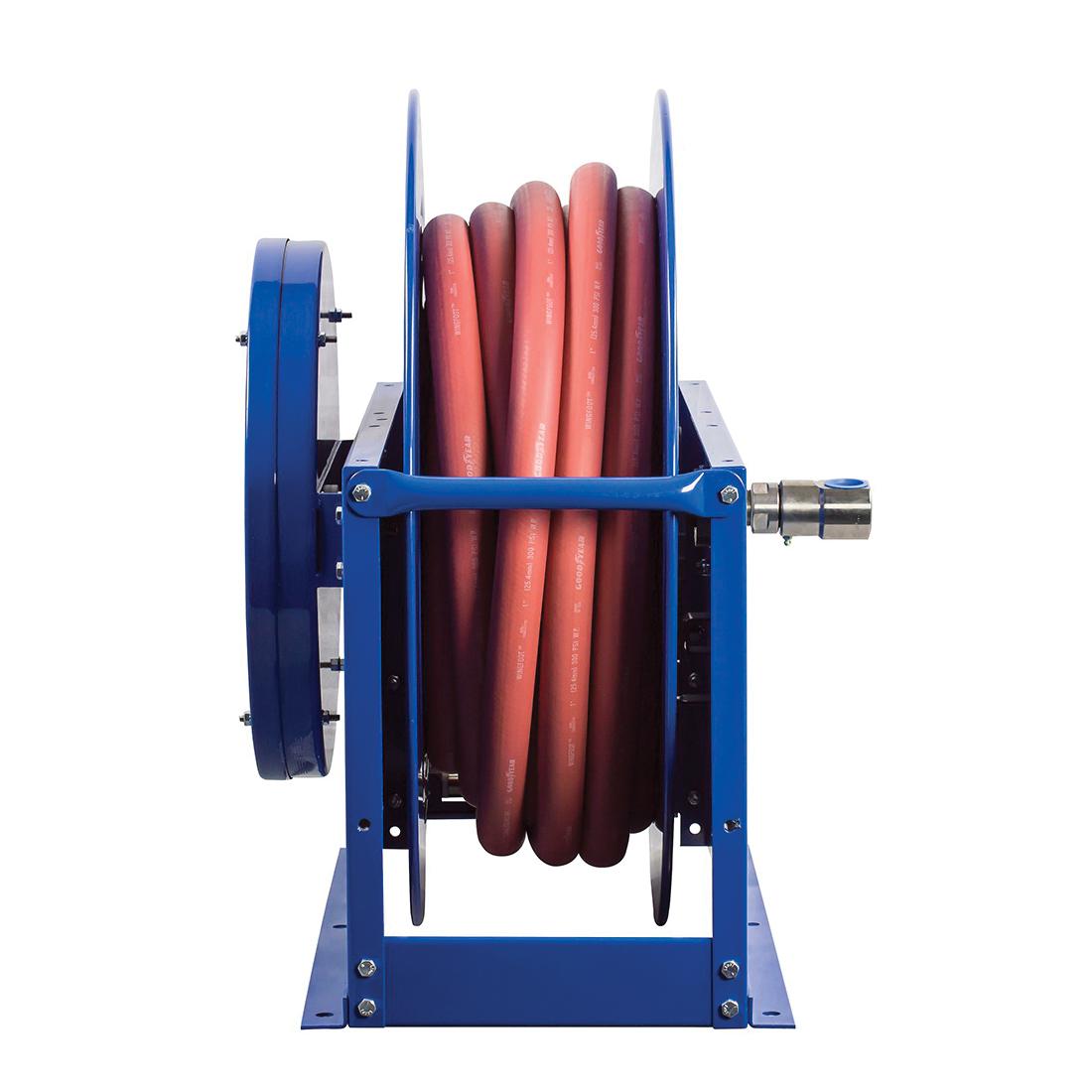 COXREELS&reg; SLP-575 SP Series Box Frame High Capacity Low Pressure Spring Driven Hose Reel, 3/4 in ID x 1-1/16 in OD x 75 ft L Hose, 300 psi Pressure, 10-1/2 in Dia x 7-1/2 in W Reel