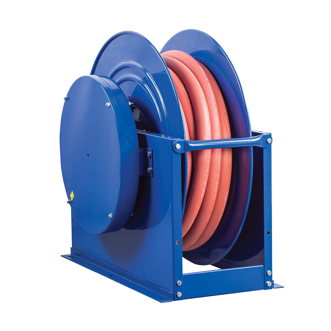 COXREELS&reg; SLP-575 SP Series Box Frame High Capacity Low Pressure Spring Driven Hose Reel, 3/4 in ID x 1-1/16 in OD x 75 ft L Hose, 300 psi Pressure, 10-1/2 in Dia x 7-1/2 in W Reel