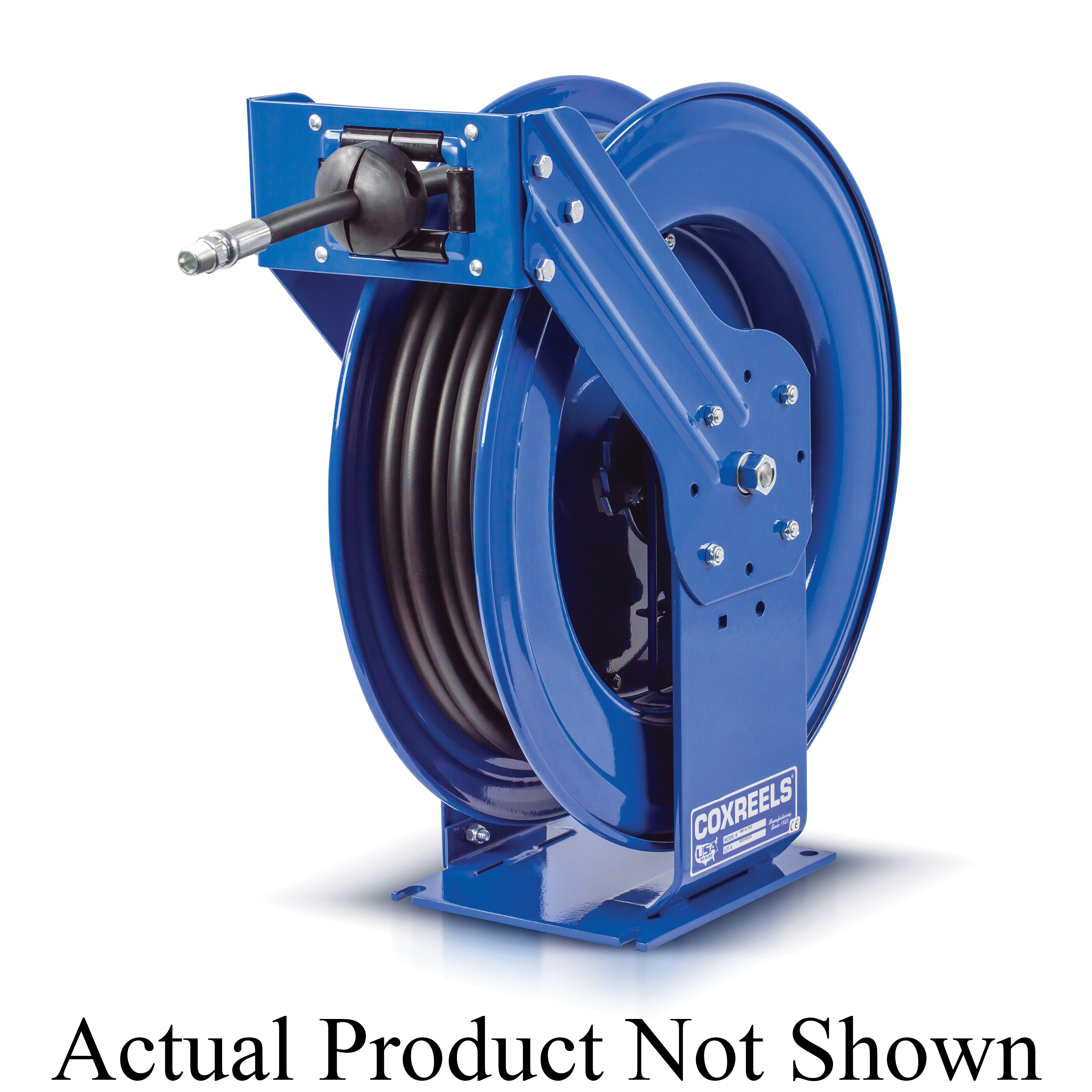 COXREELS&reg; TMP-N-450 2-Pedestal Medium Pressure Supreme Duty Spring Driven Hose Reel, 1/2 in ID x 13/16 in OD x 50 ft L Hose, 2500 psi Pressure, Import
