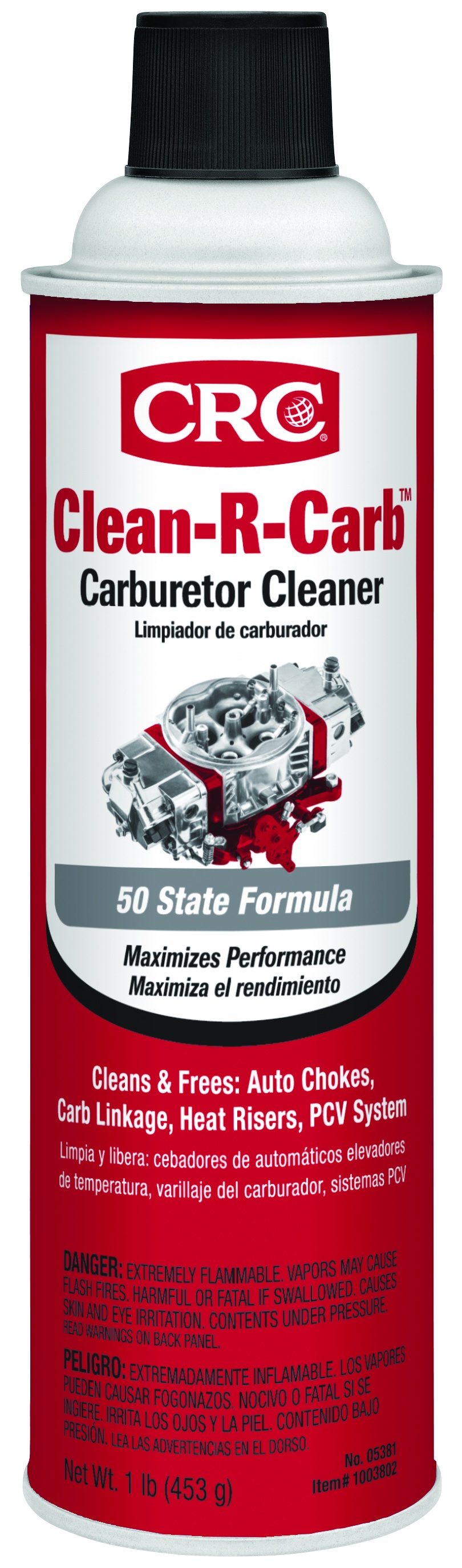 CRC&reg; 03077 Extremely Flammable Carb and Choke Cleaner, 16 oz Aerosol Can, Solvent Odor/Scent, Clear, Liquid Form