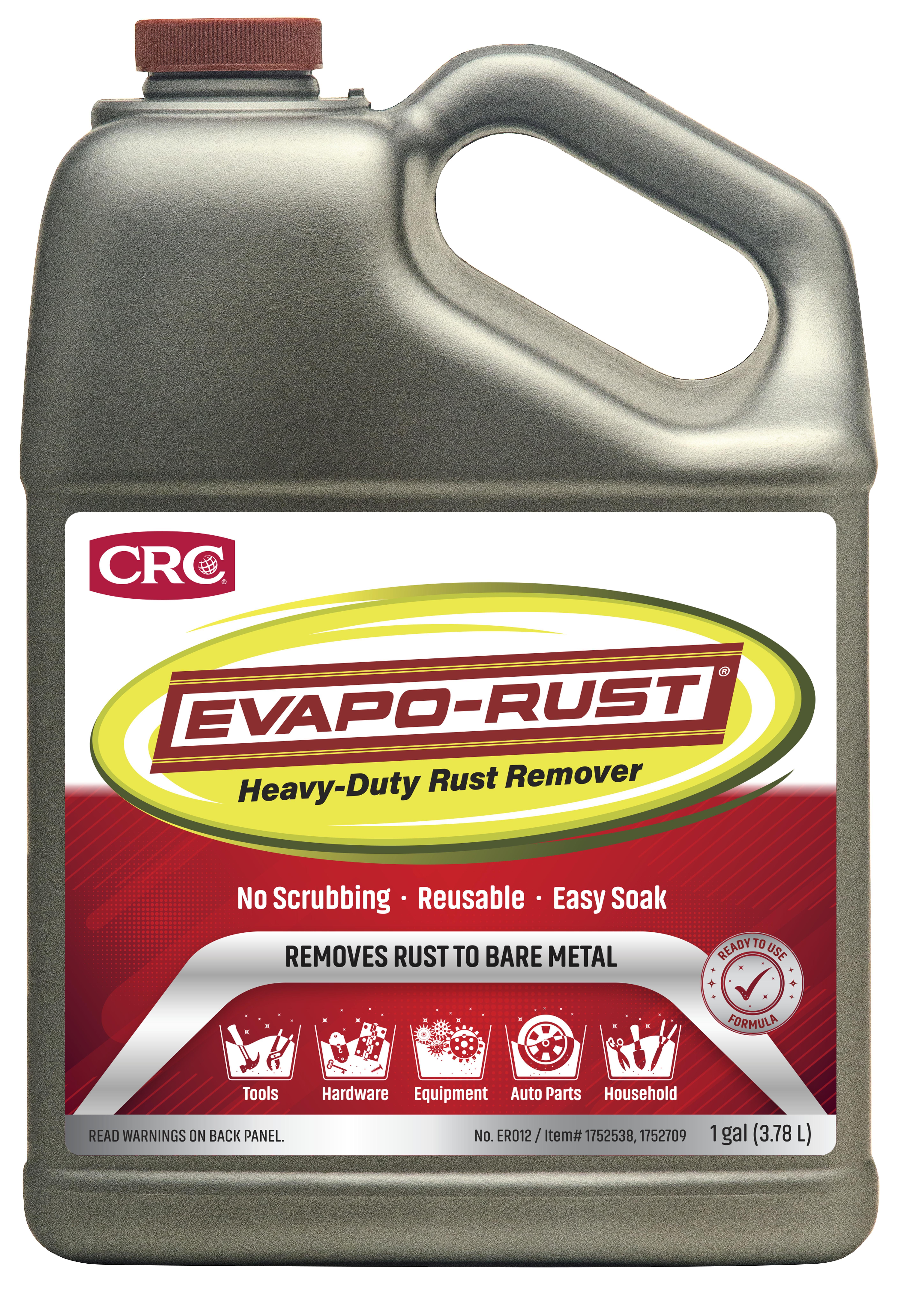 CRC&reg; Evapo-Rust&reg; ER015 Super Safe Water Soluble Rust Remover, 275 gal Tote, Clear/Yellow, Liquid Form, 6 to 7 pH