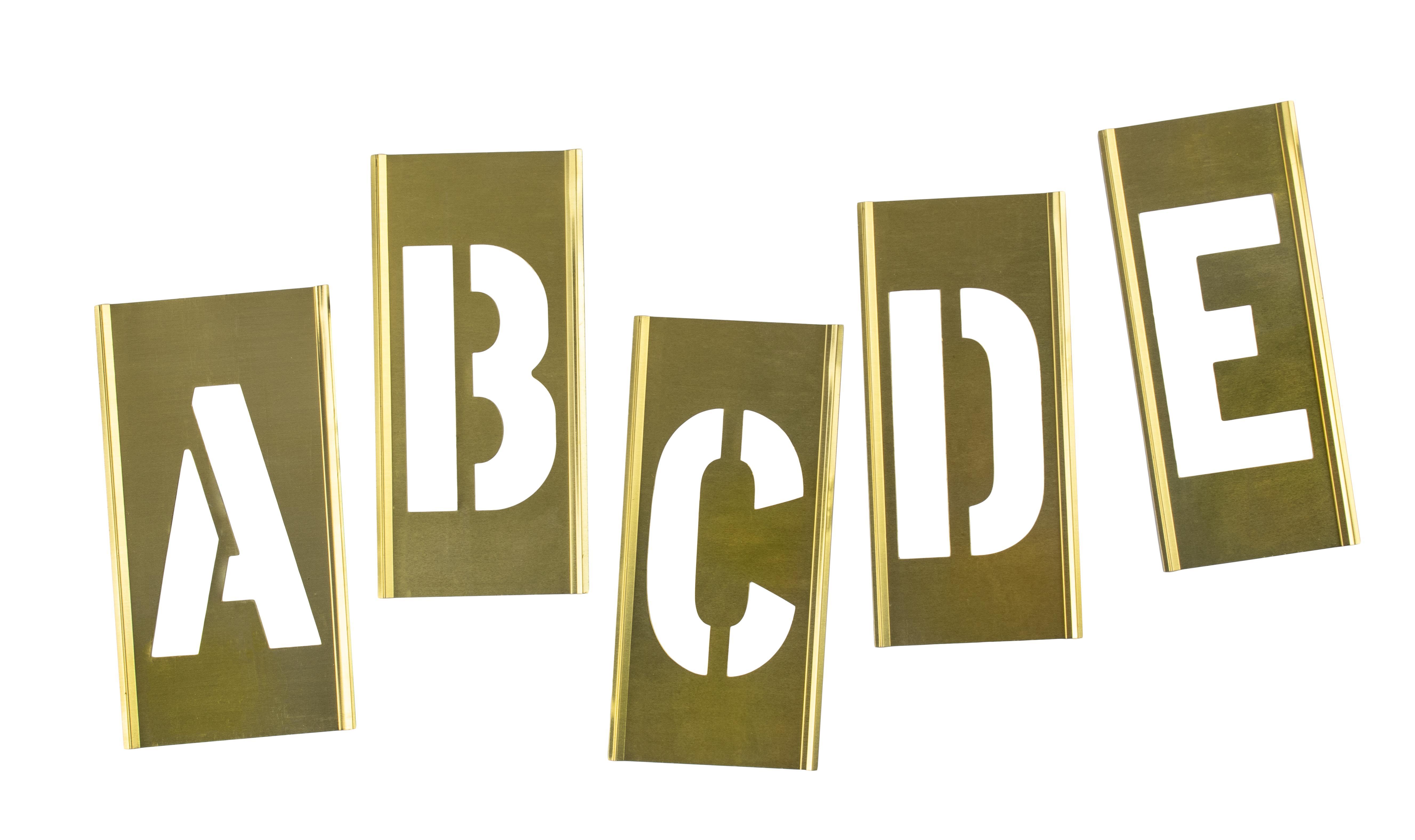 C.H.Hanson&reg; 10034 33-Piece Interlocking Reusable Single Letter Stencil Set, 4 in H, Gold, 28 ga Brass