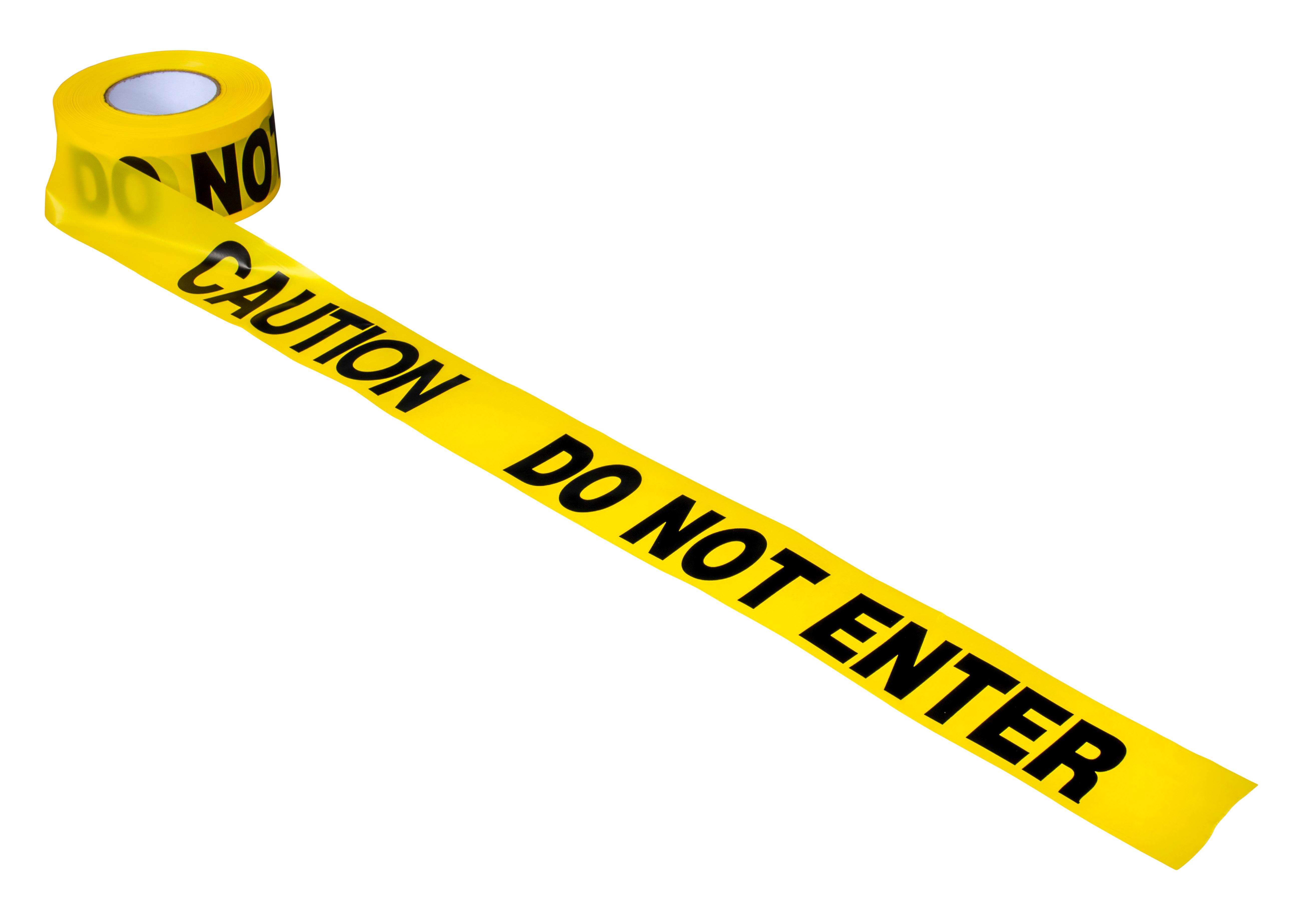 Empire&reg; 71-1001 Economy Grade Standard Barricade Tape, Yellow, 1000 ft L 3 in W, Caution Legend, Plastic