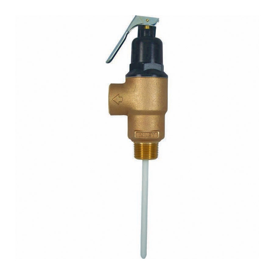 Cash Acme® 23255-0150 FVMX High Capacity Combination Temperature/Pressure Relief Valve, 3/4 in Nominal, MNPT x FNPT End Style, 150 psi Pressure, Brass Body, Domestic