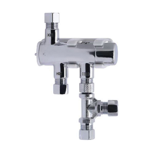 Cash Acme® 25687 Thermostatic Mixing Valve, 3/8 in Nominal, 0.25 gpm Flow, DZR Brass Body, Import