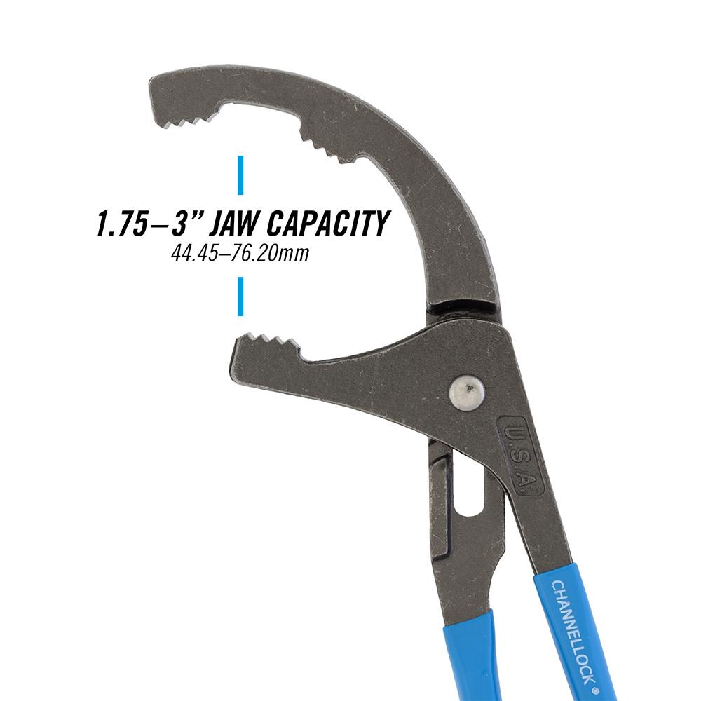 Channellock&reg; 209 Oil Filter/PVC Plier, 3-1/2 in, 1-3/4 in High Carbon Steel Jaw, 9 in OAL