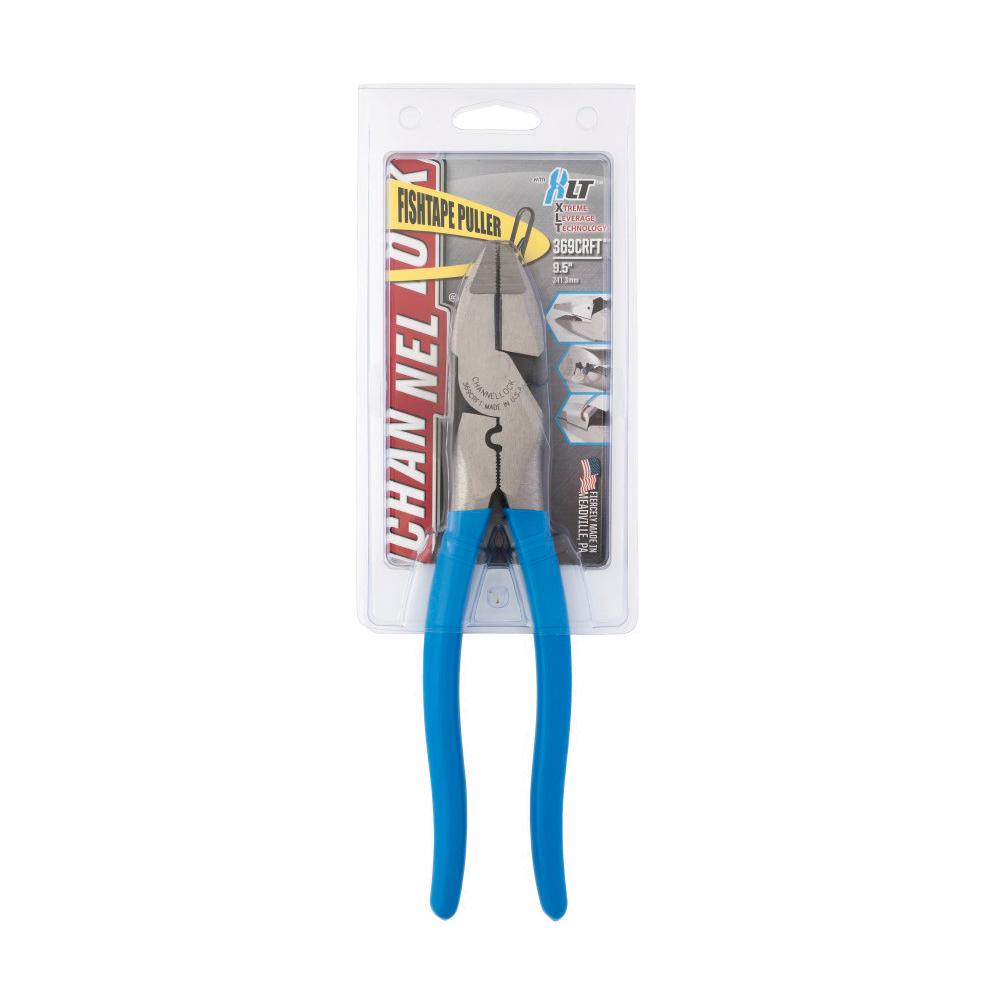 Channellock&reg; Code Blue&reg; XLT&trade; 369CRFTTM&trade; 369CRFT Round Nose Linemen's Plier With Fishtape Puller, 0.55 in THK Max Wire, 1.54 in L, 9-1/2 in OAL