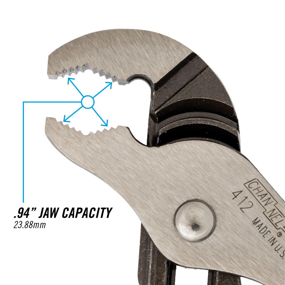 Channellock&reg; 412 Tongue and Groove Plier, 0.94 in, 0.81 in V-Jaw Steel Jaw, 6-1/2 in OAL