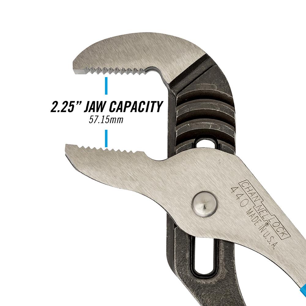 Channellock&reg; CD-440 Tongue and Groove Plier, 2-1/4 in, 1-1/2 in L x 1/2 in THK Straight Forged Alloy Steel Jaw, 12 in OAL