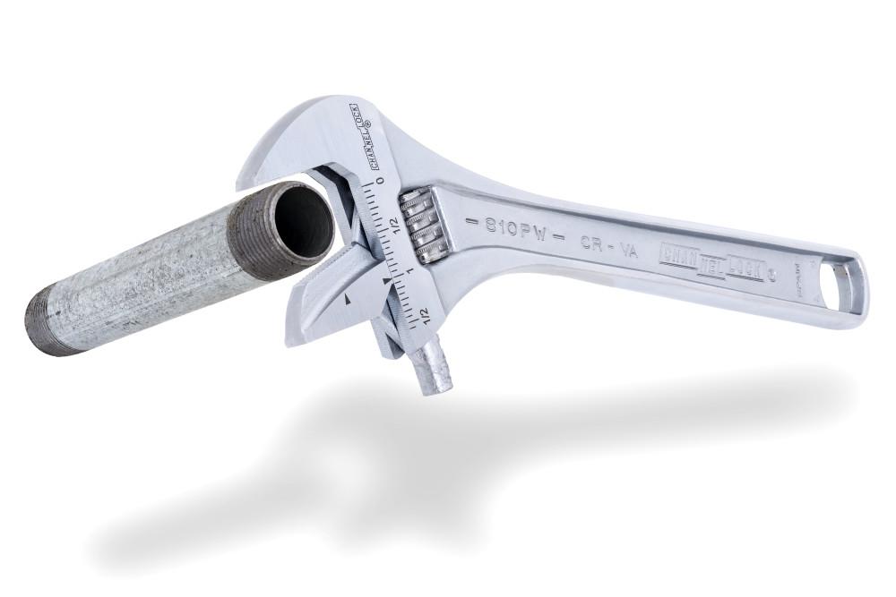 Channellock&reg; 806PW Adjustable Wrench, 1.062 in Reversible, 6.38 in OAL, Chrome Vanadium Steel Body, Chrome Vanadium Steel