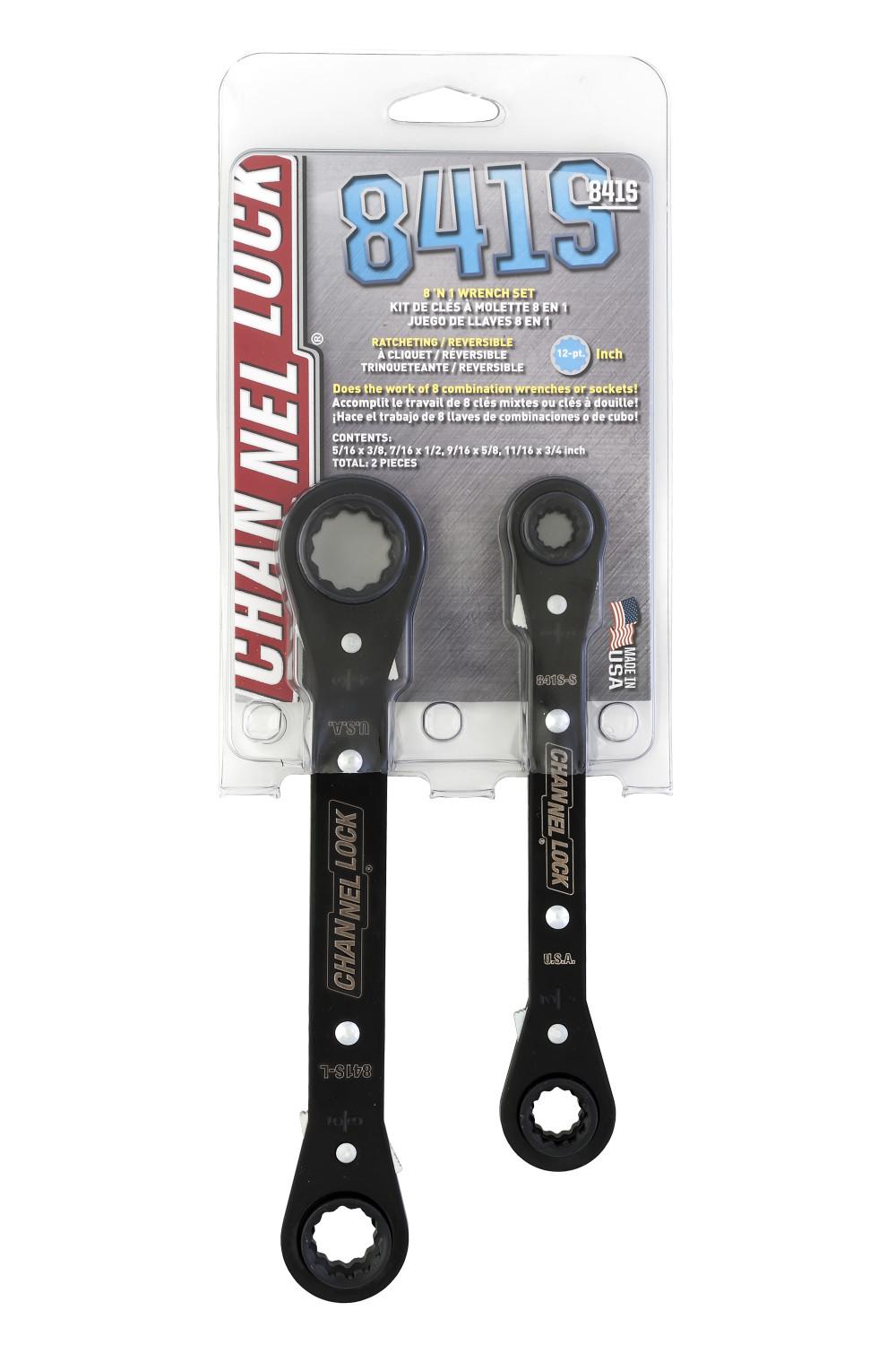 Channellock&reg; 841S Ratcheting Wrench Set, 2 Pieces, Steel, Electronic Coated