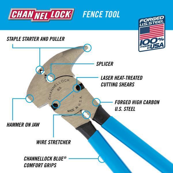 Channellock&reg; 85 Fence Tool Plier Steel Fence Tool Plier, Forged High Carbon Steel
