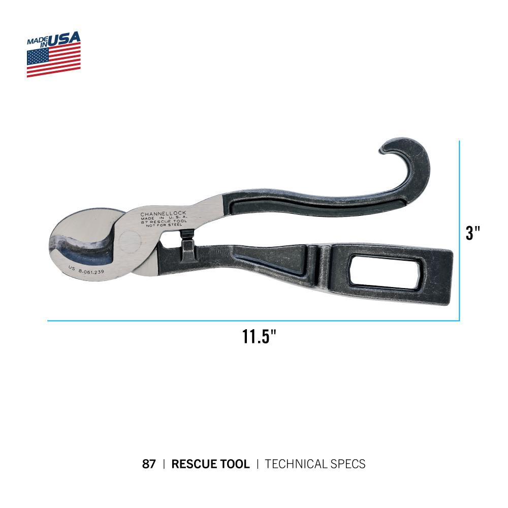 Channellock&reg; 87 Fireman Rescue Tool, 8.8 in OAL, Cross Cut, Drop Forged High Carbon Steel Jaw