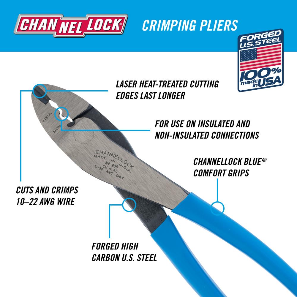 Channellock&reg; 909 Special Purpose Crimping Plier, 22 to 10 AWG Cable/Wire