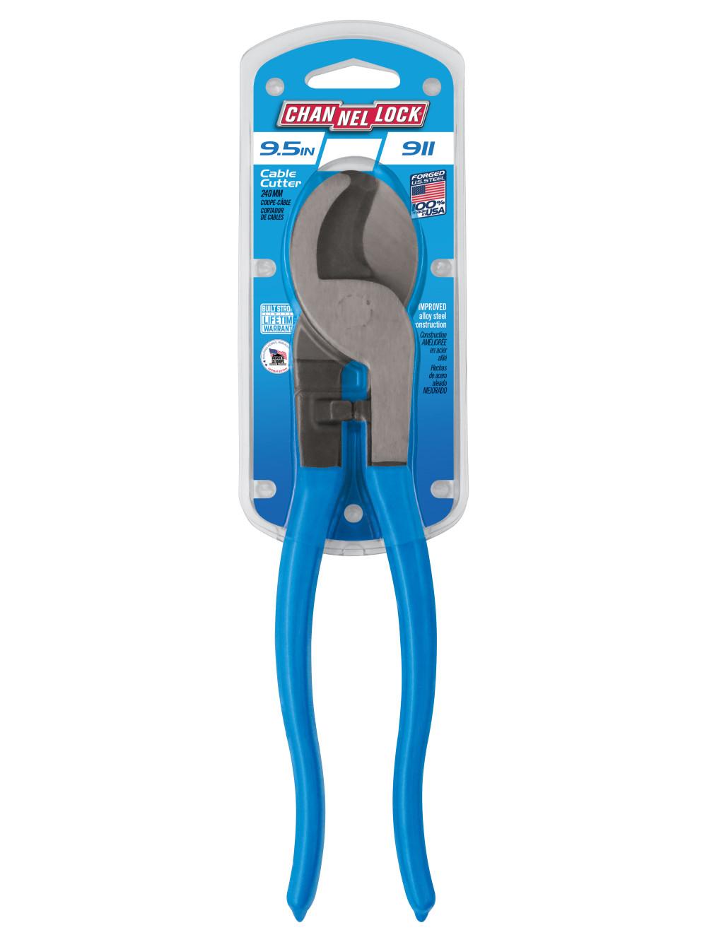 Channellock&reg; 911 Heavy Duty Cable Cutter, 2/0 AWG Copper, 4/0 AWG Aluminum Cable/Wire, 9-1/2 in OAL, High Carbon Drop Forged Steel Jaw