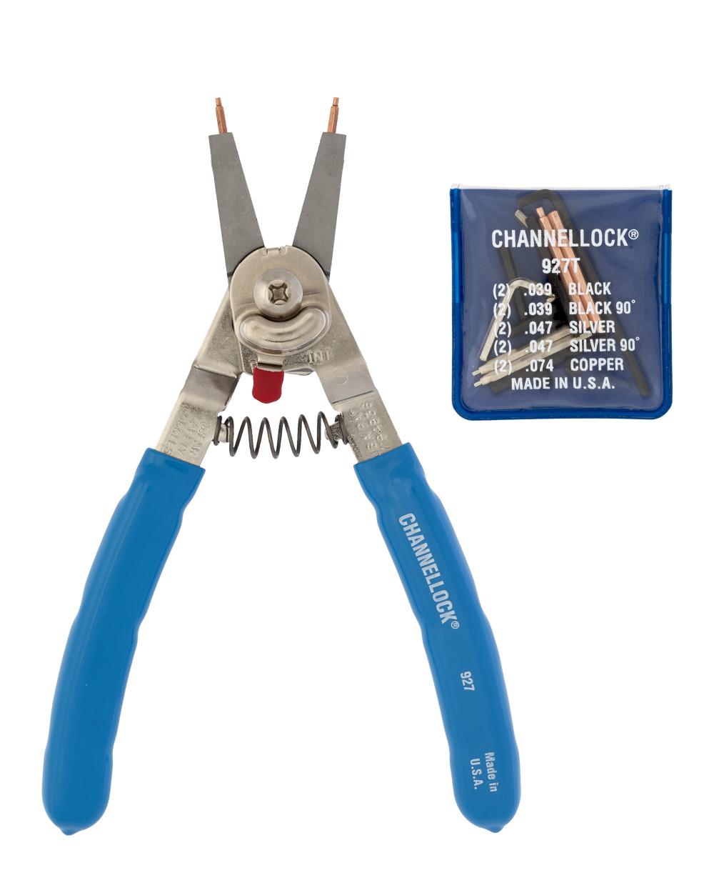Channellock&reg; 927 Convertible Retaining Ring Plier, 1.6 in L x 1.71 in W x 0.97 in THK Jaw, 8 in OAL