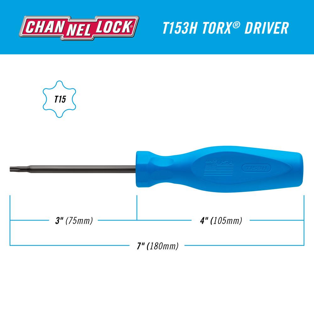 Channellock&reg; T153H Professional Magnetic Tip Screwdriver, T15 Tip, 7 in OAL, Grip Handle
