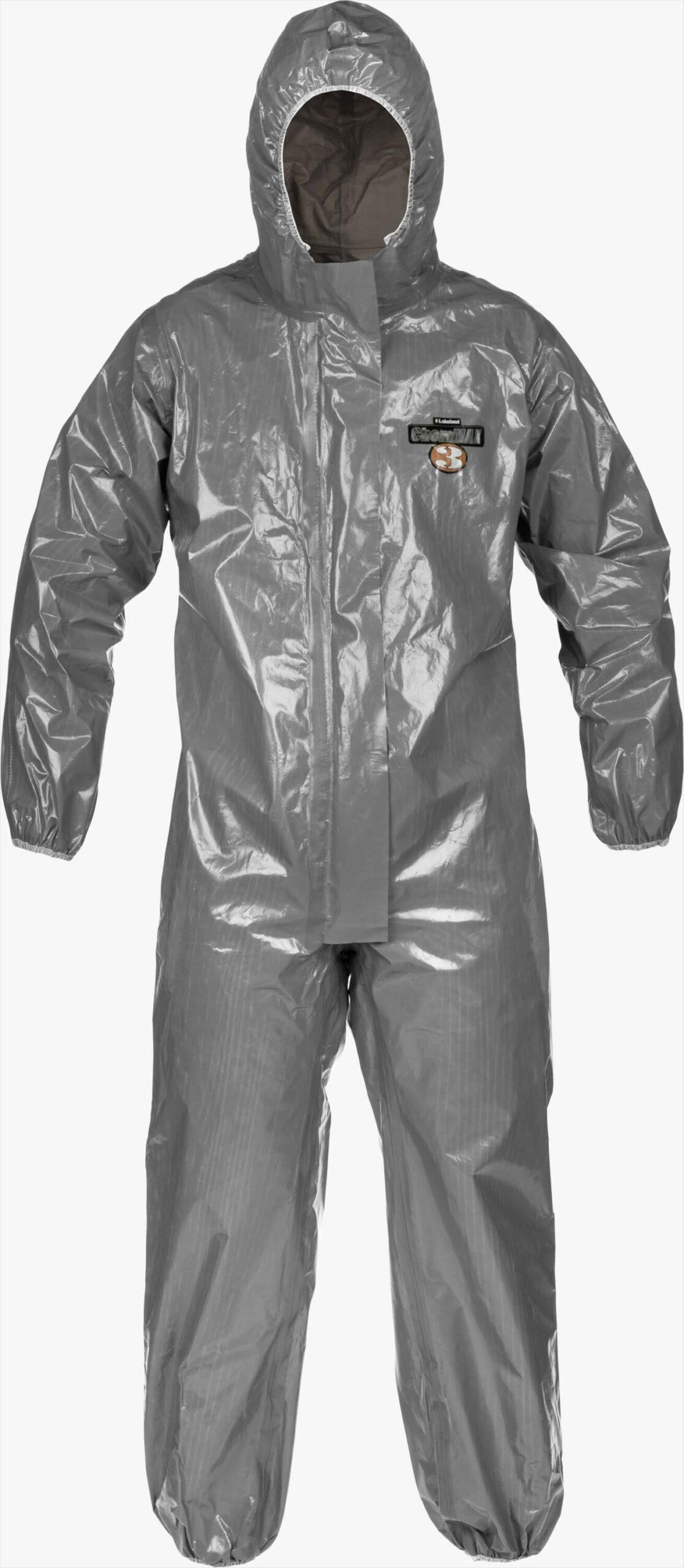 Lakeland Fire + Safety&reg; C3T132-2X Protective Coverall With Respirator Fit Hood, 2XL, Gray, ChemMax&reg; 3 (Polypropylene Non-Woven), 52 to 54 in Chest, 29 in L Inseam