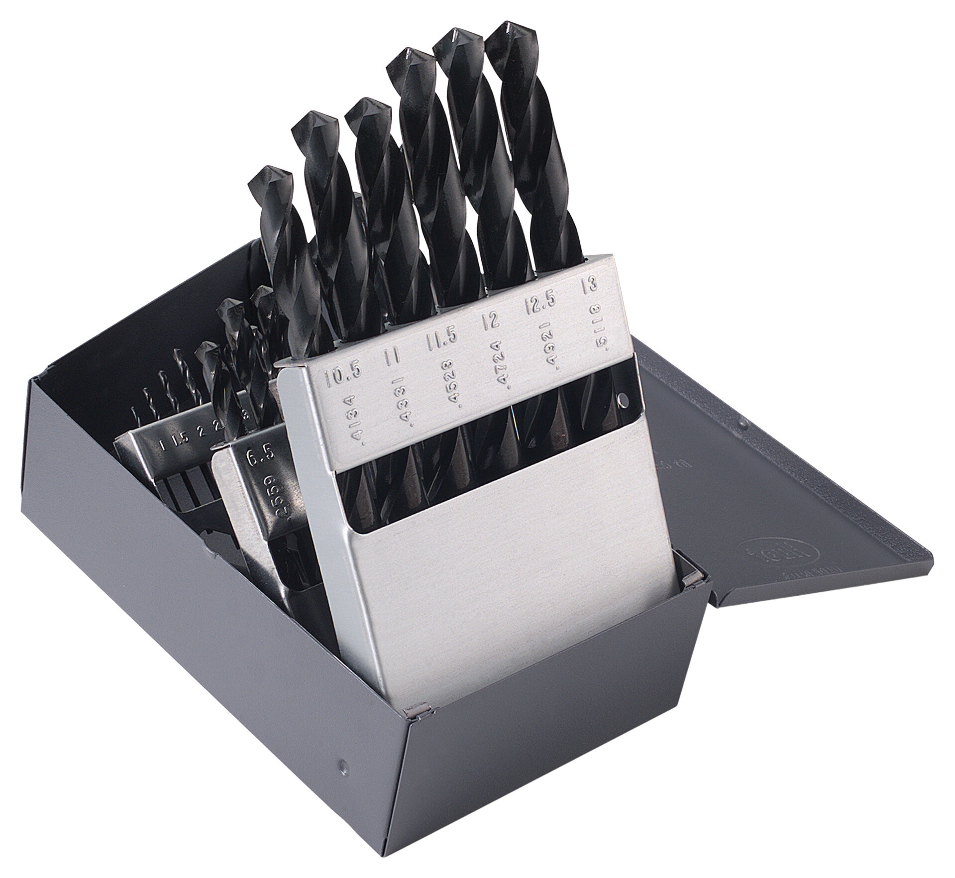 Cle-Force&trade; C69040 1681 Silver and Deming Drill Set, 9/16 in Min Drill Bit, 1 in Max Drill Bit, 118 deg Drill Point Angle, 8 Pieces, HSS, Oxide Treated