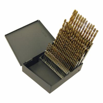 Chicago-Latrobe&reg; 69863 150-TN Jobber Length Drill Set, #60 Min Drill Bit, #1 Max Drill Bit, 118 deg Drill Point Angle, 60 Pieces, HSS, TiN Coated