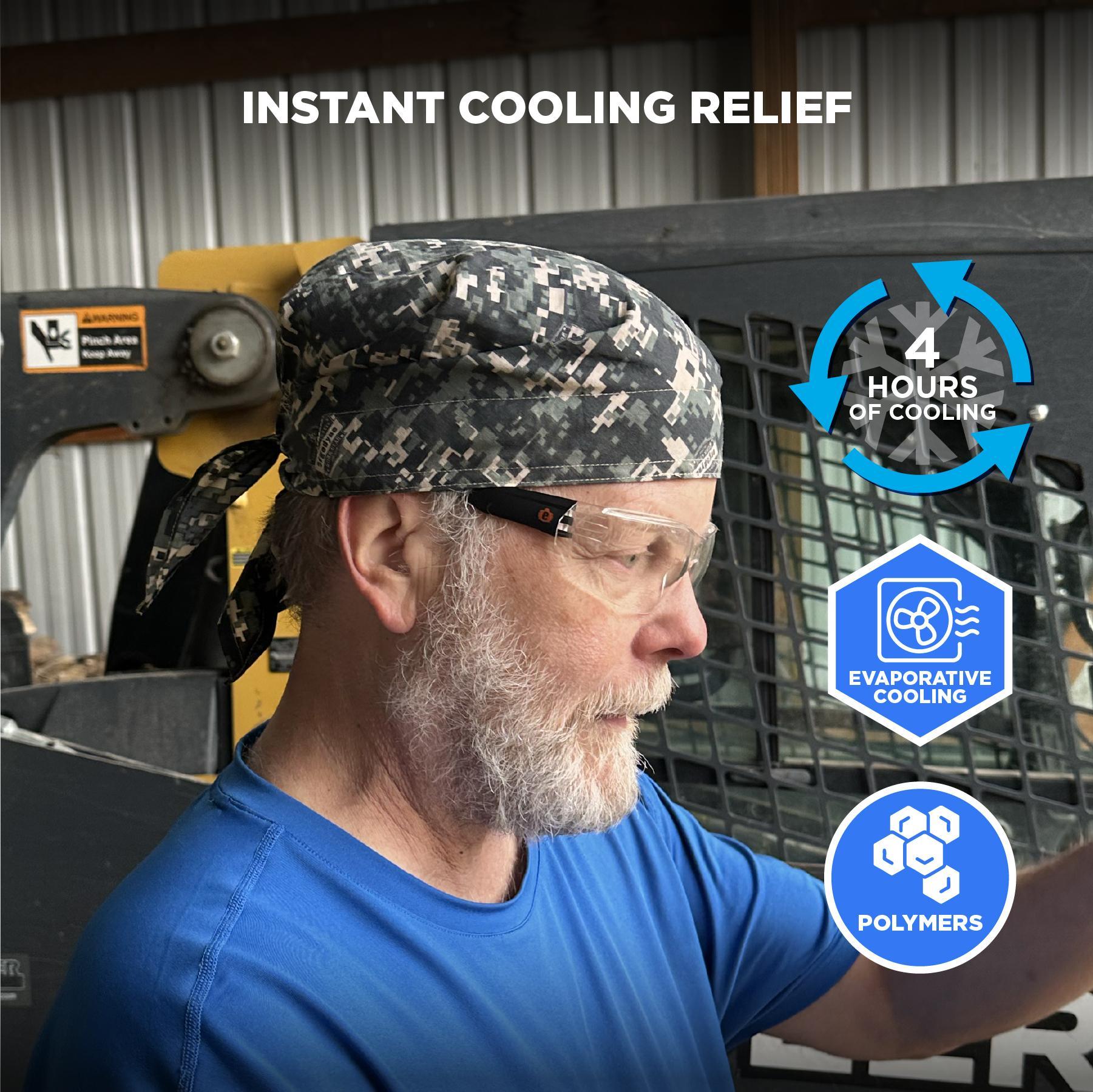 Chill-Its&reg; 12324 6710 Evaporative Cooling Triangle Hat, Camo, Modacrylic Cotton Blend, Tie Closure