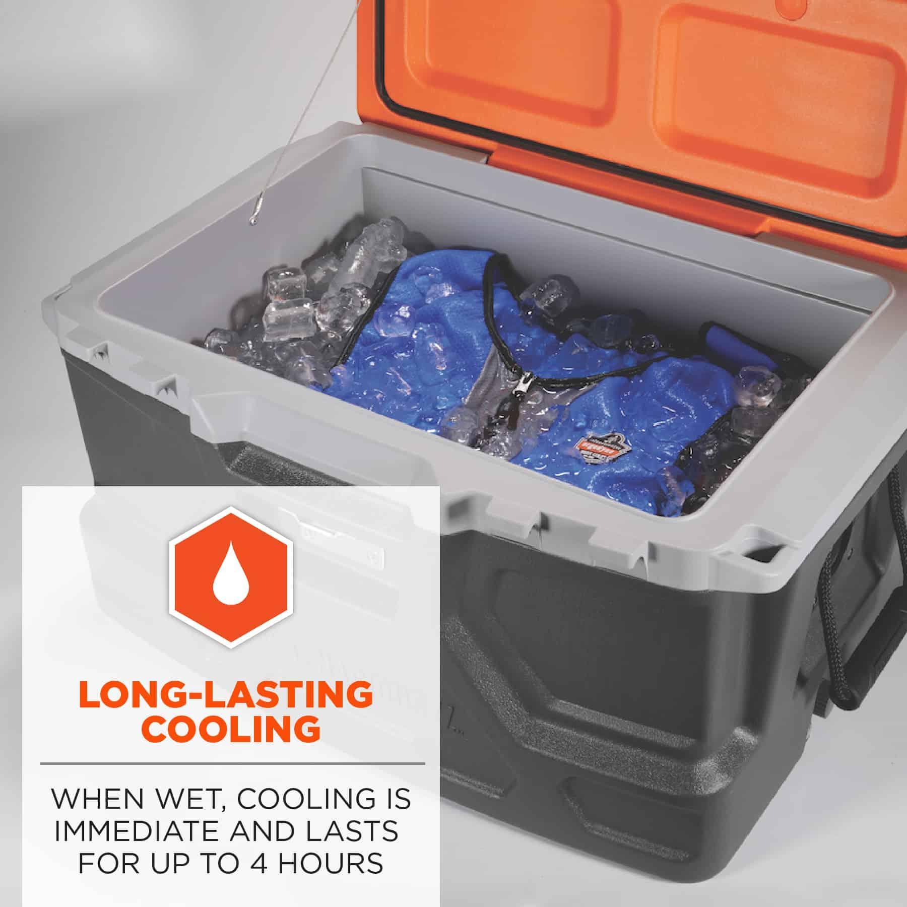 Chill-Its&reg; 12694 6667 Cooling Vest, L, Blue, PVA, Evaporation Cooling, Zipper Closure