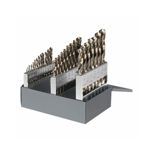 Cle-Line&reg; C21164 1877 Silver and Deming Drill Set, 9/16 in Min Drill Bit, 1 in Max Drill Bit, 118 deg Drill Point Angle, 9 Pieces, HSS, Oxide Treated
