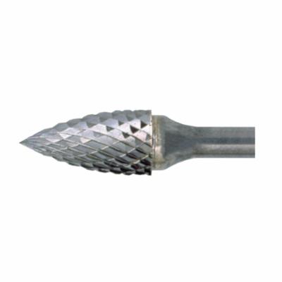 Cle-Line&reg; C17486 1849 Metric Carbide Burr, Pointed End, Tree Head, 3 mm Dia Head, 12.7 mm L of Cut, 38.1 mm OAL, Double Cut