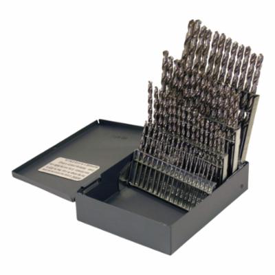Cle-Line&reg; C21122 1898 Jobber Length Drill Set, #60 Min Drill Bit, #1 Max Drill Bit, 118 deg Drill Point Angle, 60 Pieces, HSS, Bright