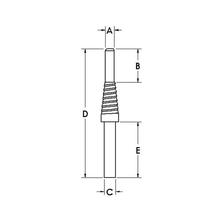 Clesco CR-9-6 CR Series Standard Tapered Cartridge Roll Mandrel, 1/8 in Dia x 1 in L Pilot, 1/4 in Dia x 4-1/4 in L Mandrel Shank, 6 in OAL